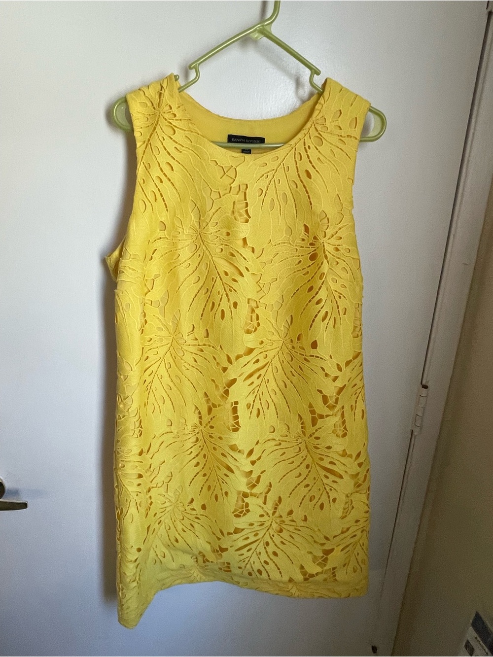 Banana Republic Bright Yellow Laser-Cut Sheath Dress
